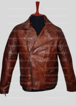 Men Brown Quilted Asymmetrical Biker Lambskin Leather Jacket