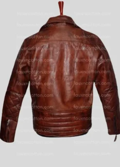 Men Brown Quilted Asymmetrical Biker Lambskin Leather Jacket