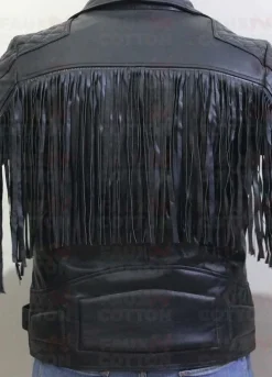 Men Fringed Tassel Fringe Classic Diamond Biker Jacket