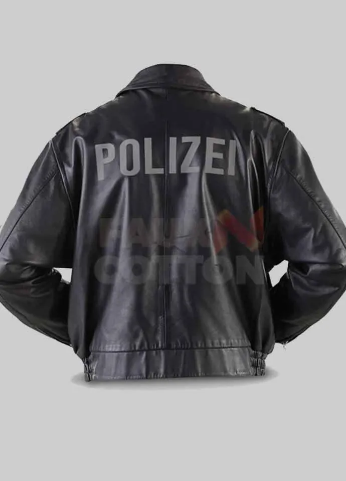 Men's Black German Police leather Jacket