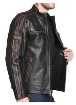 MEN'S BLACK RIVET LEATHER CYCLE JACKET