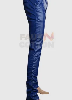 Men's Blue Slimfit Stylish Leather Pant