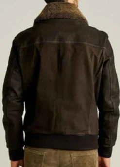 Men’s Bomber Fur Collar Dark Brown Jacket
