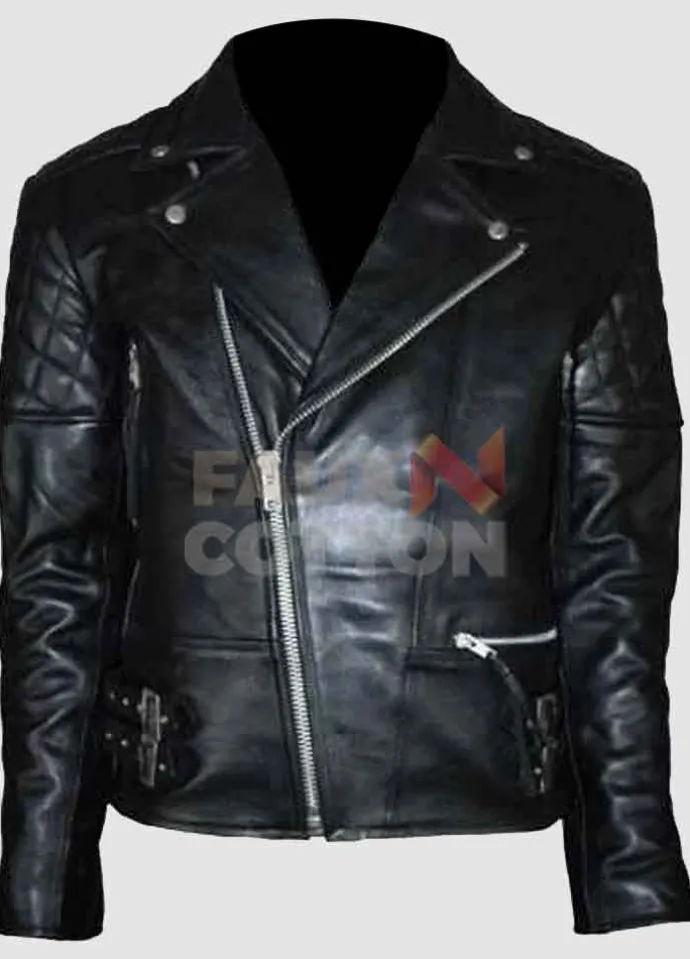Men's Brando Vintage Motorcycle Classic Biker Black Real Leather Jacket