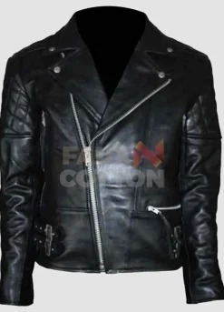 Men's Brando Vintage Motorcycle Classic Biker Black Real Leather Jacket