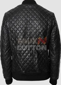 Men's Diamond Quilted Bomber Leather Jacket