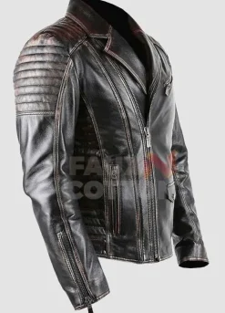 Men's Distressed Motorcycle Leather Jacket