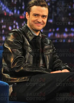 MEN’S JUSTIN TIMBERLAKE BLACK LEATHER JACKET