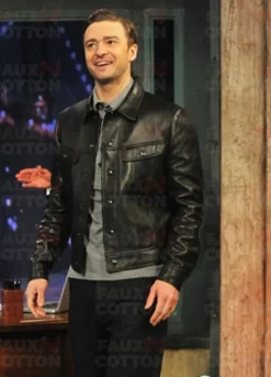 MEN’S JUSTIN TIMBERLAKE BLACK LEATHER JACKET