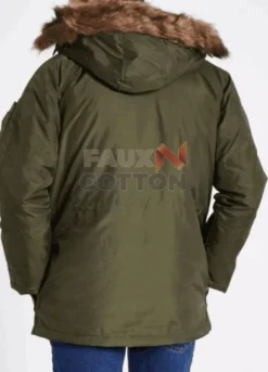 Mens Lee Dark Green Fur Trim Parka Jacket