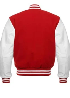 MEN'S RED AND WHITE COLLEGE BOMBER JACKET