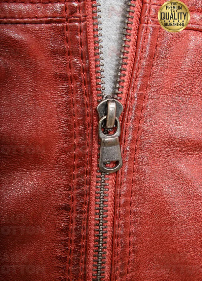 MENS RED RETRO RACING LEATHER JACKET