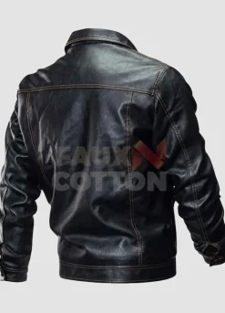 Men's Shirt Collar Leather Motorcycle  Jacket