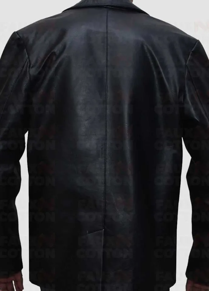 Men's Two Button Black sheepskin Blazer Jacket