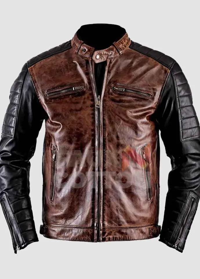 Men's Vintage Cafe Racer Leather Jacket