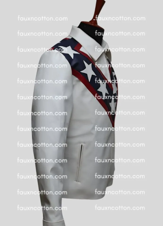 Mens Vintage Stunt Men (Evel Knievel) Biker Leather Jacket