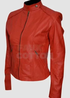 MINORITY REPORT MEAGAN GOOD RED LEATHER JACKET