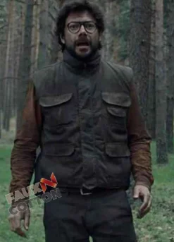 Money Heist (El Profesor) Álvaro Morte Grey Cotton Vest