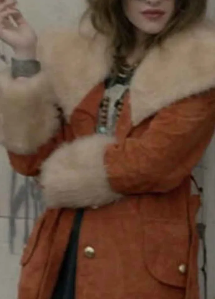 MR. ROBOT (DARLENE) CARLY CHAIKIN BROWN SUEDE LEATHER COAT