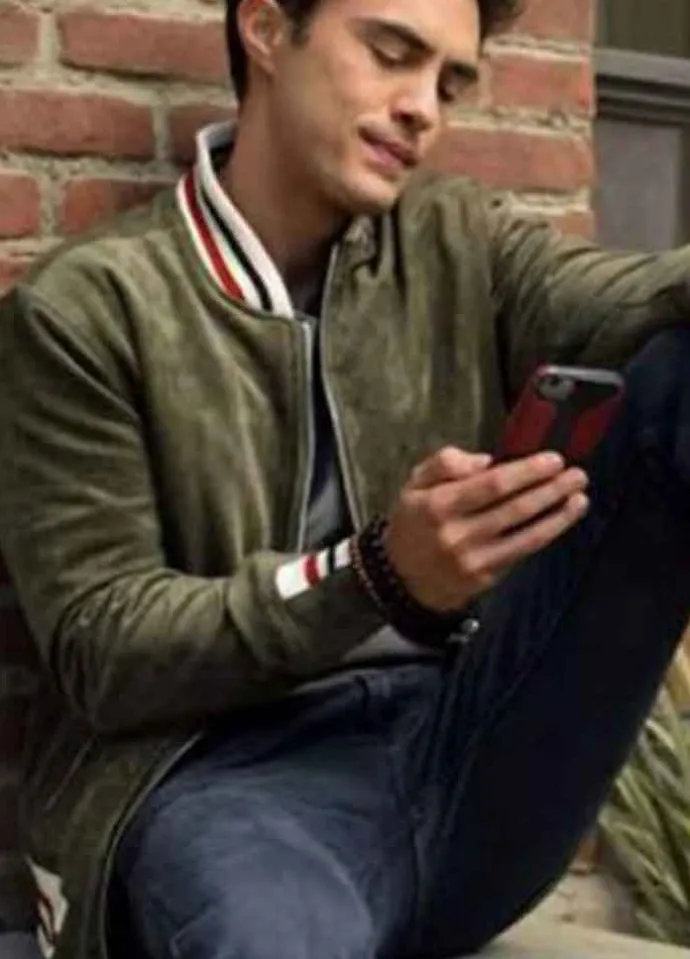 NEVER HAVE I EVER (PAXTON) DARREN BARNET BROWN LEATHER JACKET