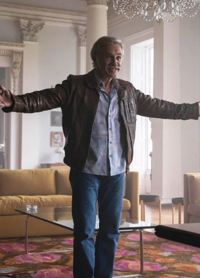 Old Guy 2025 Christoph Waltz Brown Jacket