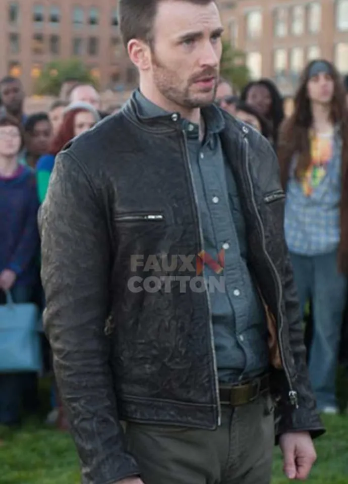 Playing it Cool Chris Evans Black Leather Jacket