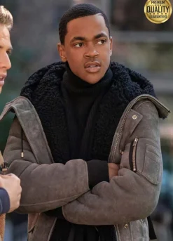 Power Book II Ghost Michael Rainey Jr. ( Tariq St. Patrick ) Brown Shearling Jacket