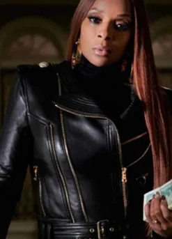 Power Book II Ghost Monet (Mary J Blige) Black Leather Jacket