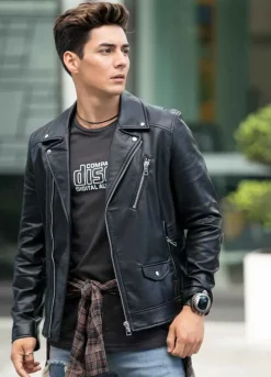 POWER RANGERS (DINO FURY) CHANCE PEREZ BLACK LEATHER JACKET