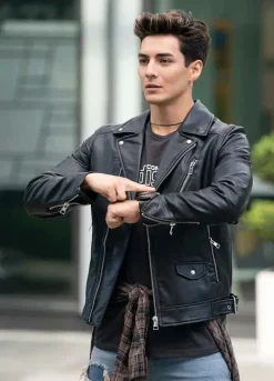 POWER RANGERS (DINO FURY) CHANCE PEREZ BLACK LEATHER JACKET
