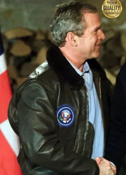 President George Bush Black Leather Jacket