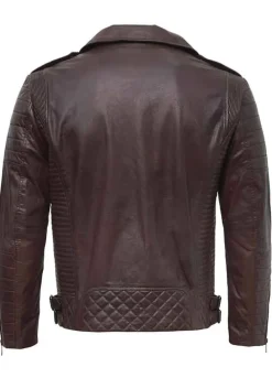 PRESTON MENS ASYMMETRICAL BROWN LEATHER JACKET