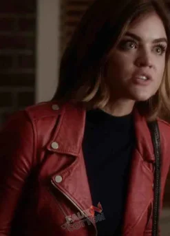 PRETTY LITTLE LIARS (ARIA MONTGOMERY) LUCY HALE LEATHER JACKET