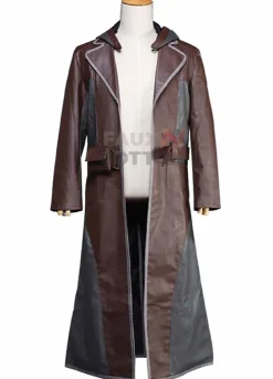 Pubg Full Lenght Leather Coat With Hoodie