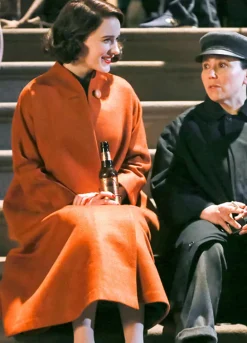 Rachel Brosnahan The Marvelous Mrs. Maisel Brown Coat