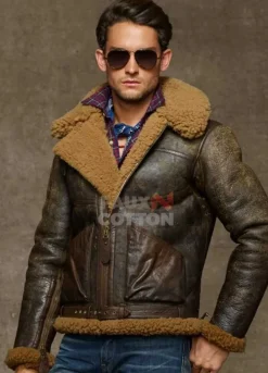 Ralph Lauren Brown Dover Shearling Polo Bomber Jacket