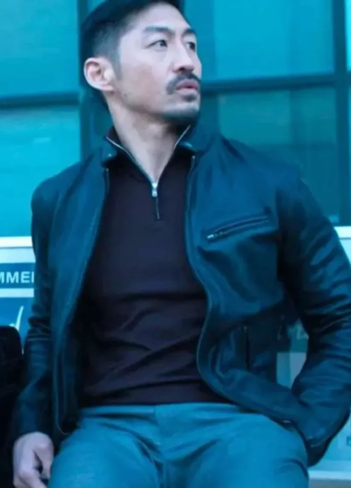 Reacher 2025 Brian Tee (Quinn) Black Leather Jacket