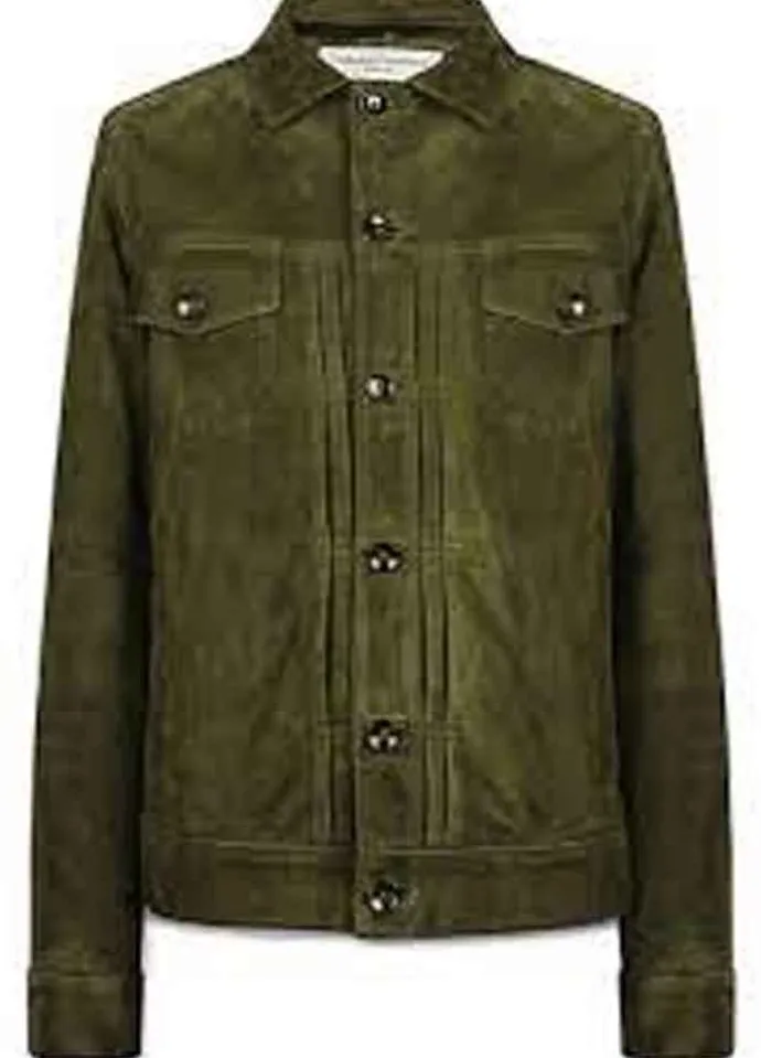 RED NOTICE (NOLAN BOOTH) RYAN REYNOLDS GREEN SUEDE JACKET