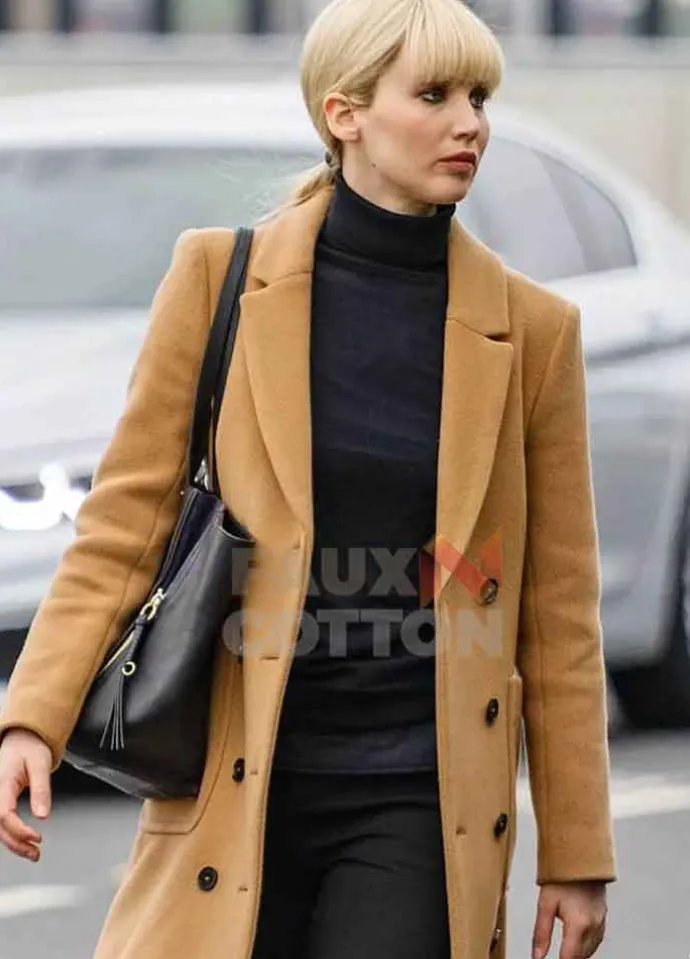 Red Sparrow Jennifer Lawrence Brown Coat
