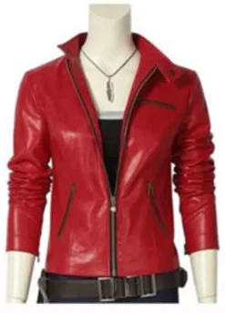RESIDENT EVIL 2 STEPHANIE PANISELLO (CLAIRE REDFIELD) DARK RED LEATHER JACKET