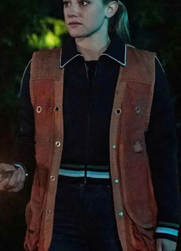 Riverdale Season 4 Lili Reinhart (Betty Cooper) Brown Leather Vest
