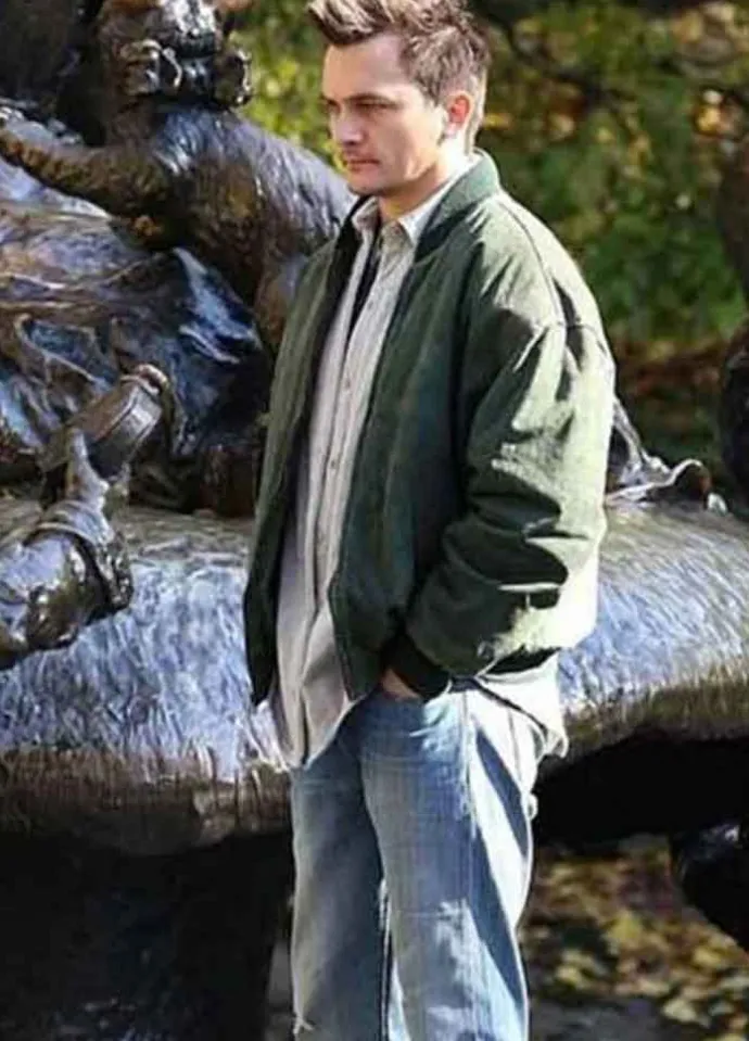 SEPARATION (JEFF) RUPERT FRIEND BOMBER LEATHER JACKET