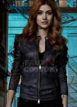 Shadowhunters Katherine McNamara Black Leather Jacket