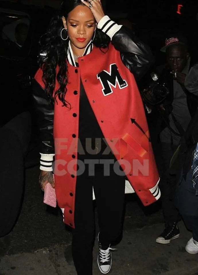 Singer Rihanna Long Varsity Coat