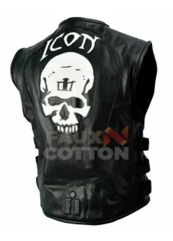 Skull Regulator Icon Biker Black Leather Vest