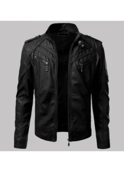 Slim Fit Black Biker Men Leather Jacket