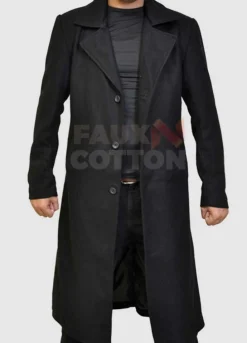Slim FIt Mens Black Trench Coat
