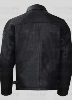 Slim Fit Shirt Style Collar Leather Jacket
