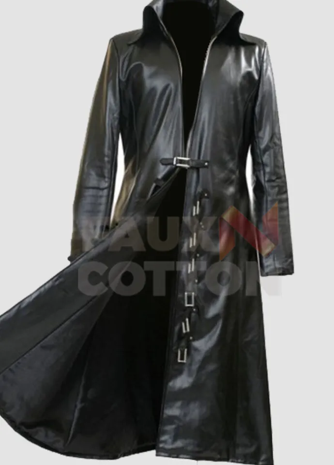 Steampunk Gothic Mens Long Black Trench Coat