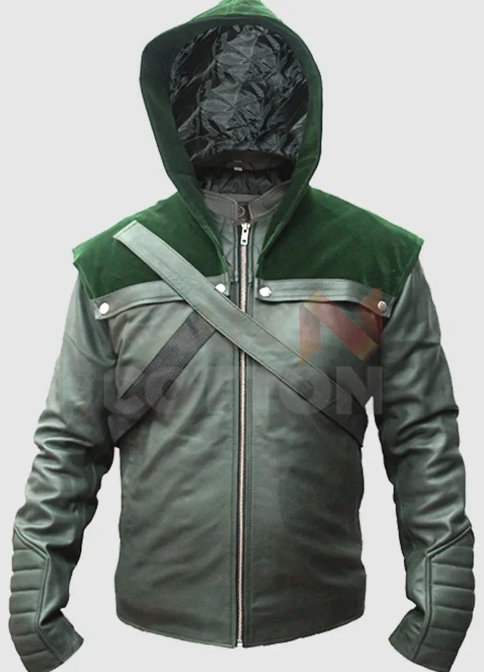 STEPHEN AMELL GREEN ARROW HOODED COSTUME JACKET